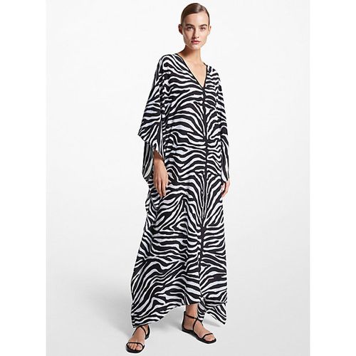 MK Robe caftan en crêpe de Chine de soie à motif zébré - Michael Kors - MICHAEL KORS COLLECTION - Modalova