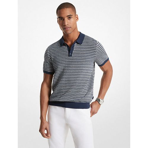 MK Polo en coton et soie à rayures nervurées - Michael Kors - Michael Kors Mens - Modalova