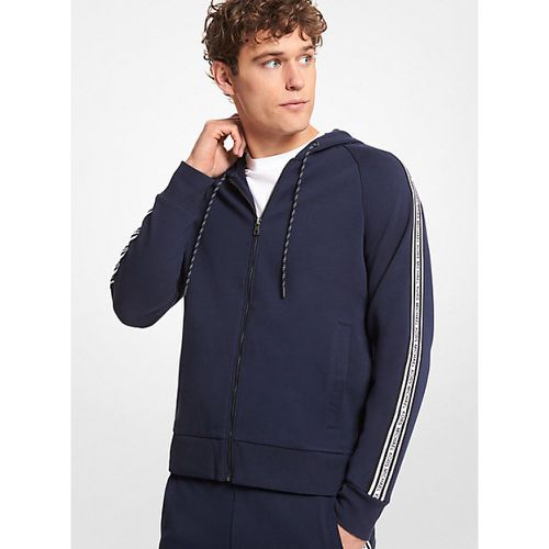 MK Pull à capuche en mélange de coton avec bande à logos et fermeture zippée - Michael Kors - Michael Kors Mens - Modalova