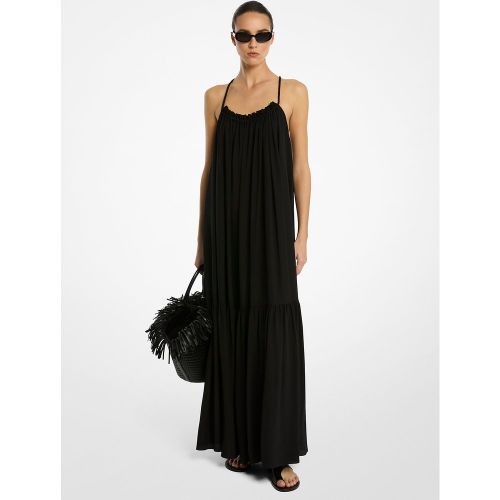 MK Robe dos-nu drapée en crêpe de Chine de soie - Michael Kors - MICHAEL KORS COLLECTION - Modalova