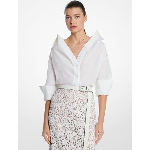 MK Chemise à col tailleur en taffetas de coton et soie - Michael Kors - MICHAEL KORS COLLECTION - Modalova