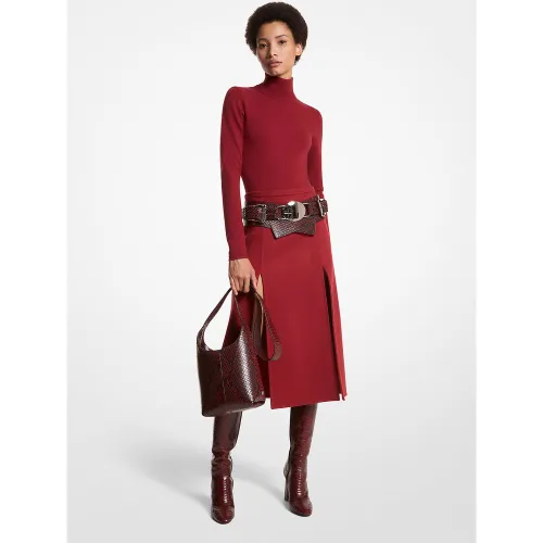 MK Jupe fendue en laine melton double face - Michael Kors - MICHAEL KORS COLLECTION - Modalova