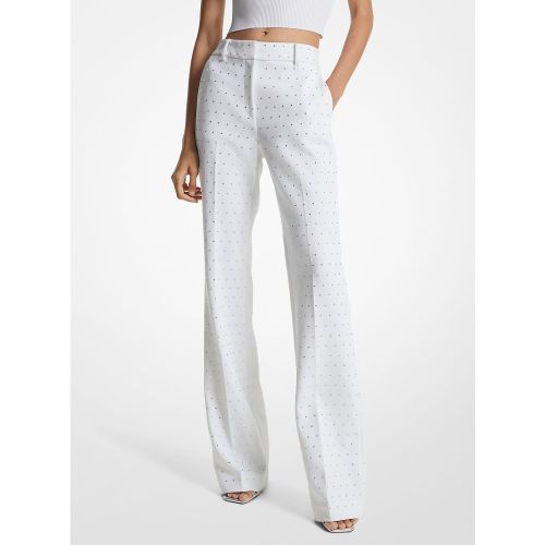 MK Pantalon bootcut travaillé en crêpe extensible orné de cristaux - Michael Kors - MICHAEL Michael Kors - Modalova