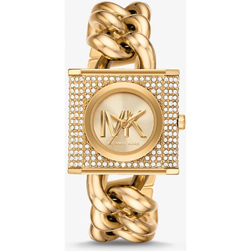 MK Mini-montre dorée à chaîne, cadenas et pierres pavées - Michael Kors - Modalova