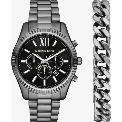 MK Coffret-cadeau avec montre acier surdimensionnée Lexington et bracelet - Michael Kors - Modalova