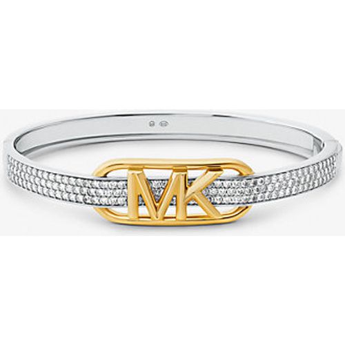 MK Bracelet rigide à logo Empire en sterling plaqué en métal précieux à pierres pavées - Michael Kors - Modalova