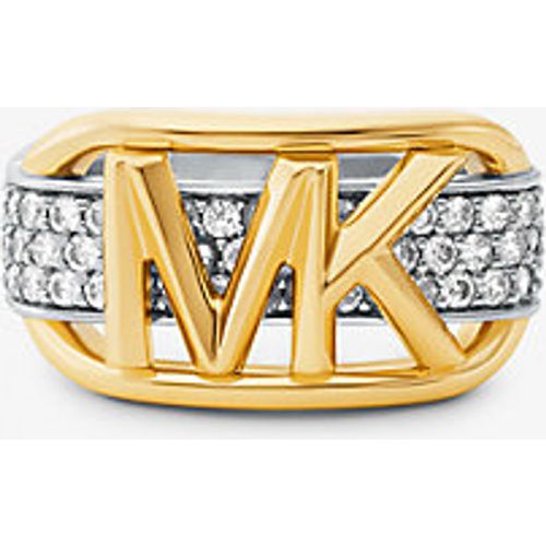 MK Bague à logo Empire en sterling plaqué en métal précieux à pierres pavées - Michael Kors - Modalova