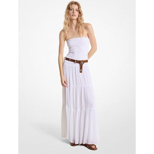 MK Robe longue smockée en crêpe georgette à plusieurs niveaux - Michael Kors - MICHAEL Michael Kors - Modalova