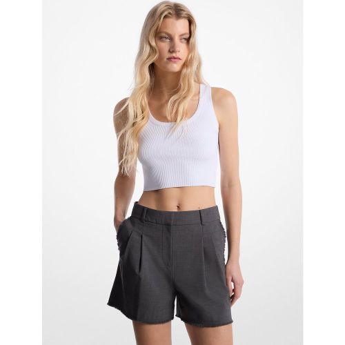 MK Short à plis en laine extensible effiloché - Michael Kors - MICHAEL Michael Kors - Modalova