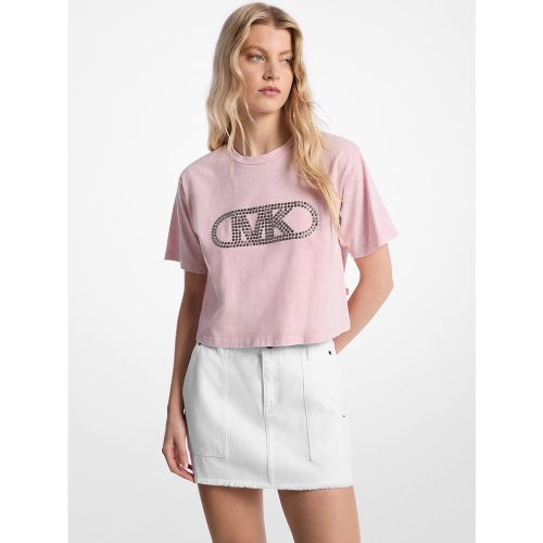 MK T-shirt court en coton teint à clous - Michael Kors - MICHAEL Michael Kors - Modalova