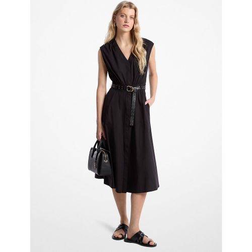 MK Robe mi-longue en popeline de coton extensible à ceinture - Michael Kors - MICHAEL Michael Kors - Modalova