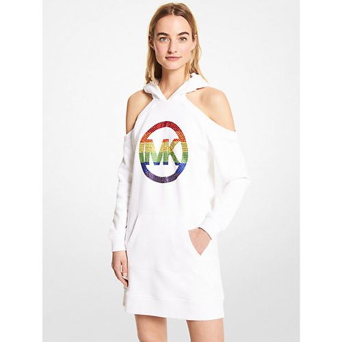 MK Robe à capuche PRIDE en coton éponge biologique avec découpes et logo travaillé - Michael Kors - MICHAEL Michael Kors - Modalova