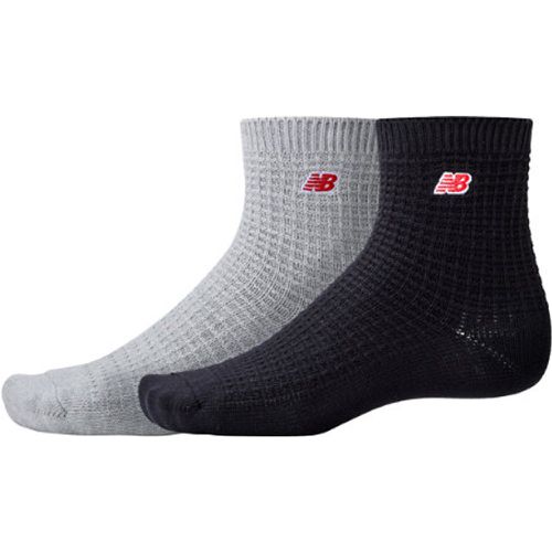 Unisexe Waffle Knit Ankle Socks 2 Pack en Noir/Gris///, Cotton, Taille L - New Balance - Modalova