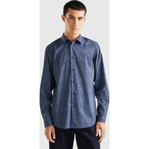 Benetton, Chemise Ajustée À Motif, taille XXL, Bleu - United Colors of Benetton - Modalova