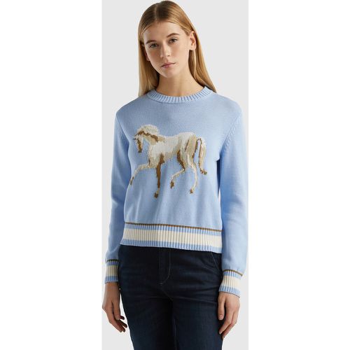 Benetton, Pull À Intarsia Cheval, taille XL, Bleu Ciel - United Colors of Benetton - Modalova