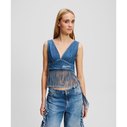Top En Denim Frangé, , , Taille: L - Karl Lagerfeld - Modalova