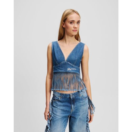 Top En Denim Frangé, , , Taille: XL - Karl Lagerfeld - Modalova