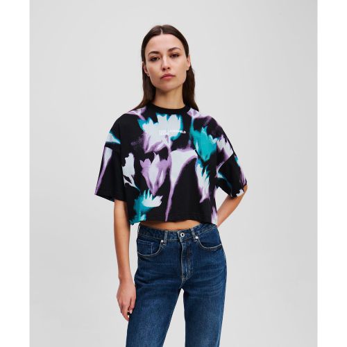 T-shirt Cropped À Imprimé Floral, , , Taille: L - Karl Lagerfeld - Modalova