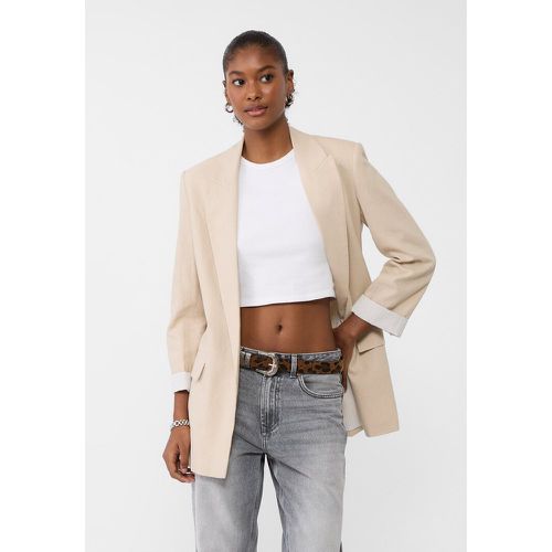 Blazer ouvert fluide avec du lin XS - Stradivarius - Modalova