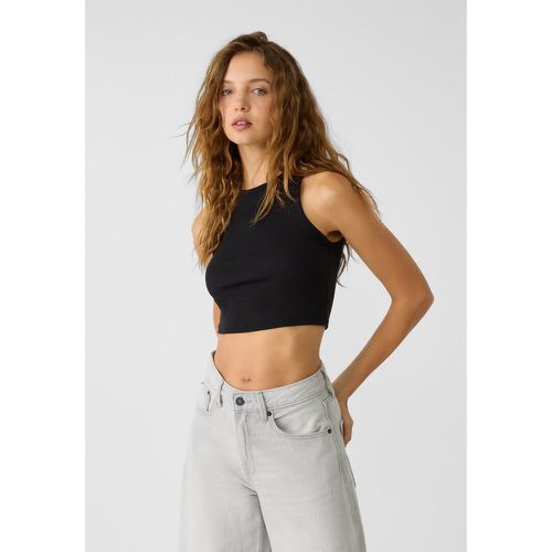 Top cropped basique sans manches en maille côtelée XS - Stradivarius - Modalova