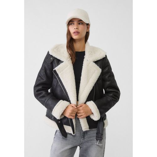 Blouson motard double face contrastant XS - Stradivarius - Modalova