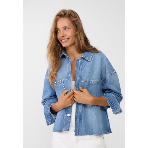 Surchemise oversize en jean avec clous XS - Stradivarius - Modalova