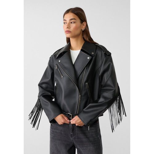 Blouson oversize avec franges en similicuir XS - Stradivarius - Modalova