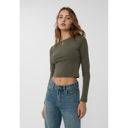 T-shirt cropped en coton à manches longues XS - Stradivarius - Modalova