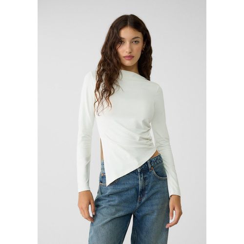 Top asymétrique manche longue Écru XS - Stradivarius - Modalova