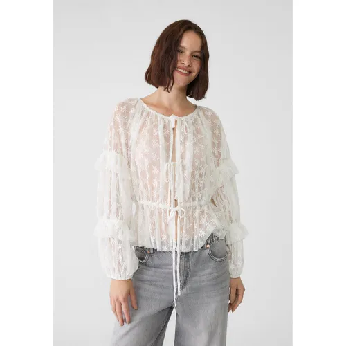 Chemise en dentelle à volants XS - Stradivarius - Modalova