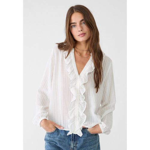 Chemise fluide à volants Écru L - Stradivarius - Modalova