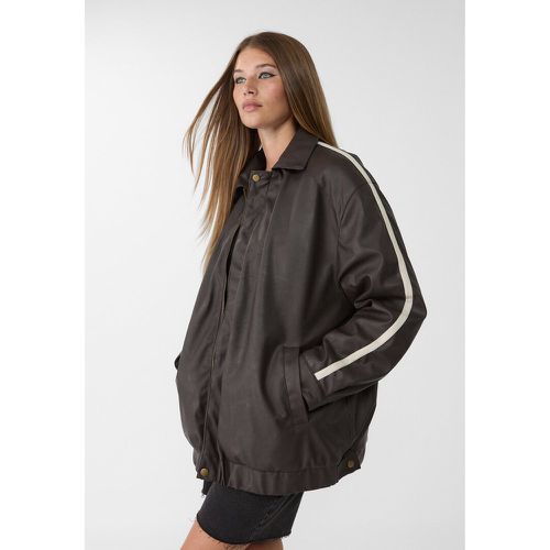 Blouson avec liseré en similicuir XS - Stradivarius - Modalova