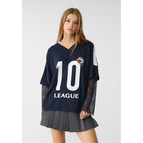 T-shirt football oversize avec dentelle XS - Stradivarius - Modalova