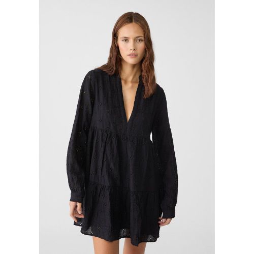 Robe courte fluide avec broderies XS - Stradivarius - Modalova