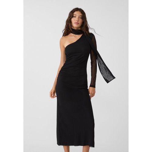 Robe longue asymétrique en tulle et foulard L - Stradivarius - Modalova