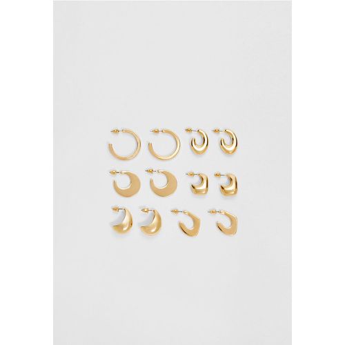Lot 6 paires de boucles d’oreilles anneau texturées OS - Stradivarius - Modalova