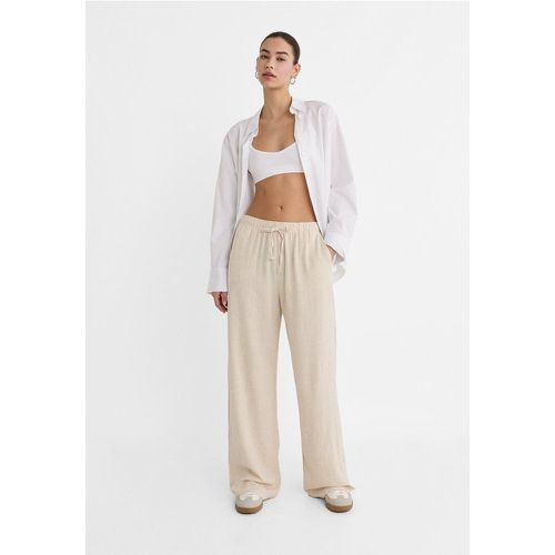 Pantalon fluide avec lin S - Stradivarius - Modalova