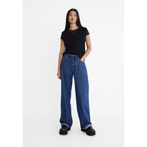 Jean wide leg avec cordon 32 - Stradivarius - Modalova