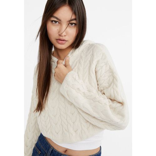 Pull en maille tressée à capuche M - Stradivarius - Modalova