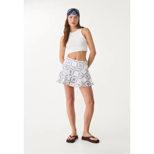 Jupe-culotte fluide broderies XS - Stradivarius - Modalova