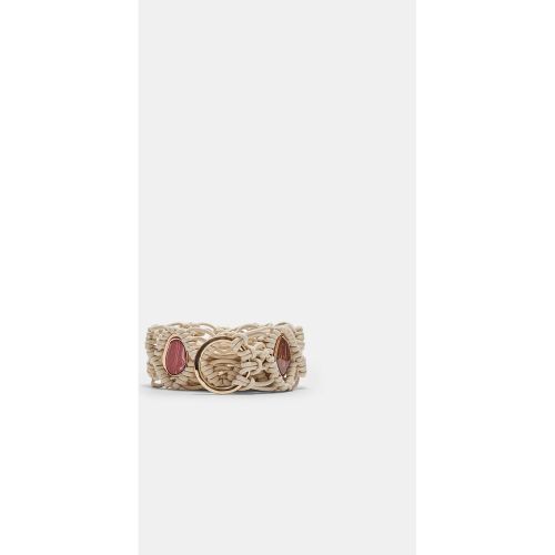 Ceinture tressée avec pierres Écru OS - Stradivarius - Modalova