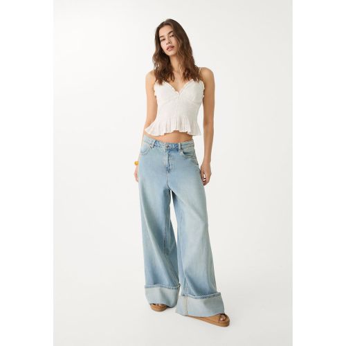 Jean wide leg à revers 34 - Stradivarius - Modalova