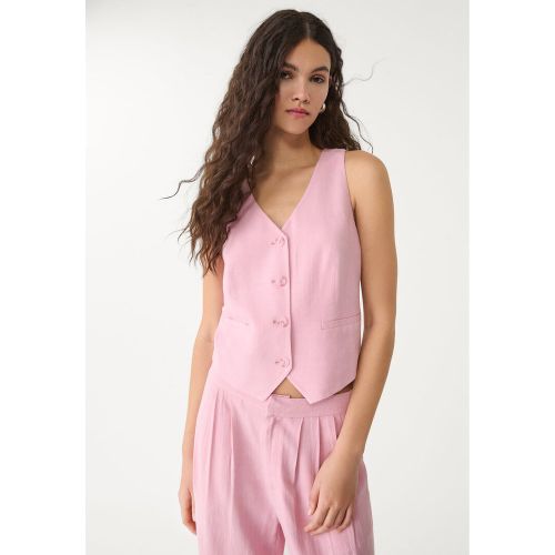 Veste sans manches boutonnée avec du lin XS - Stradivarius - Modalova