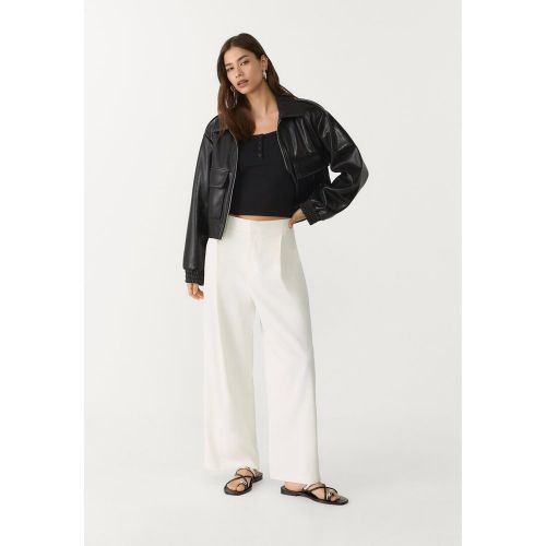 Pantalon jupe-culotte habillé pinces Écru XS - Stradivarius - Modalova