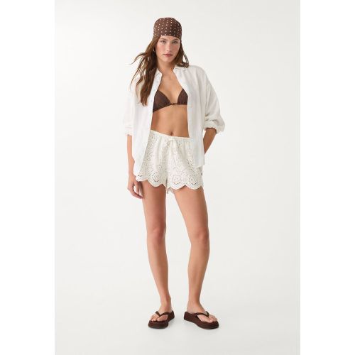 Shorts cordons brodés Écru XS - Stradivarius - Modalova