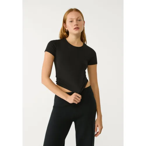 Crop top en coton à manches courtes XS - Stradivarius - Modalova