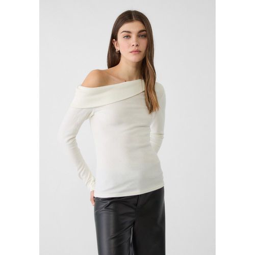 Top asymétrique en maille Écru XS - Stradivarius - Modalova