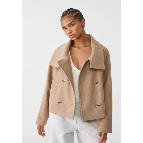 Manteau court cache-cœur à col montant XS - Stradivarius - Modalova