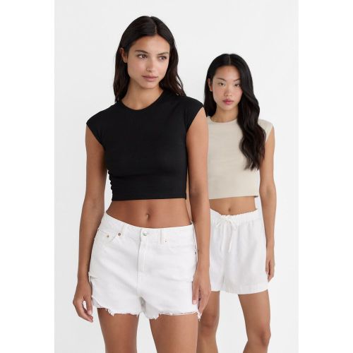 Lot de 2 T-shirts cropped basiques près du corps XS - Stradivarius - Modalova