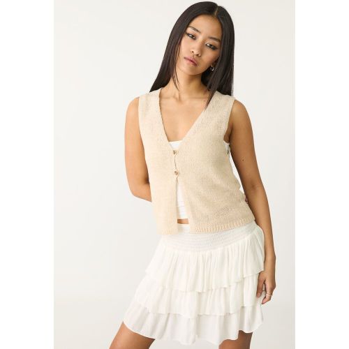 Veste sans manches en maille à boutons Écru XS - Stradivarius - Modalova